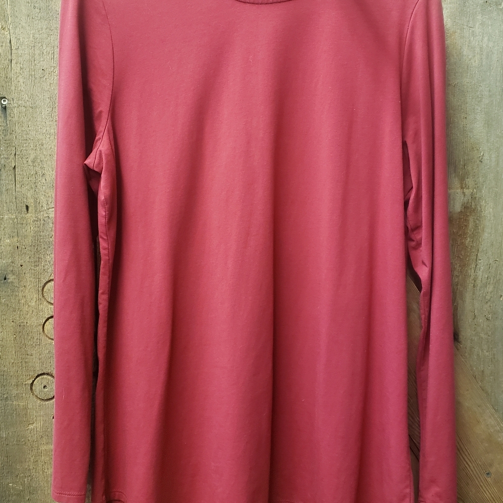 J Jill Maroon Pima Stretch Long Sleeve Tee